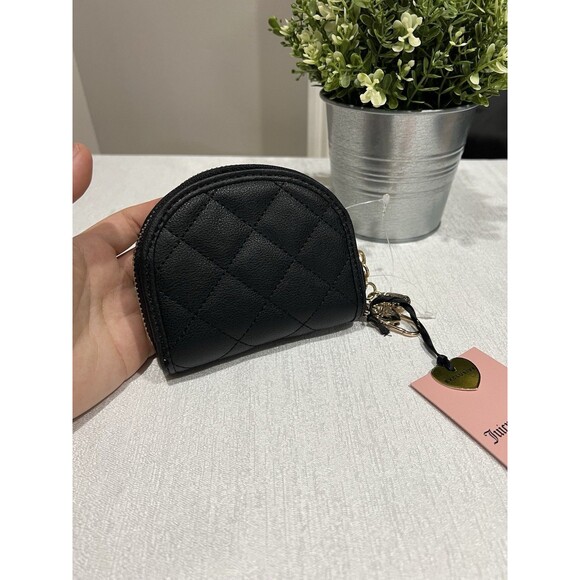 NWT Juicy Couture Holding The Line Half Moon Wallet W/ Inside Mirror  Black - Picture 6 of 9
